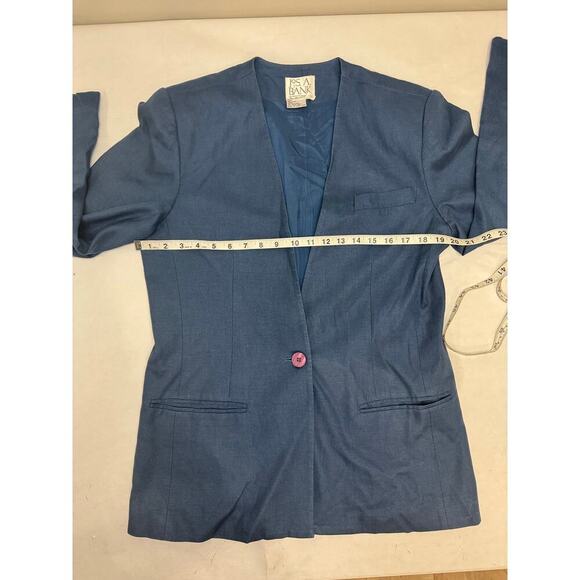 Vintage 100% Linen Single Breasted Lined Blazer Jacket Classic - Women's Size 10 - Picture 3 of 10